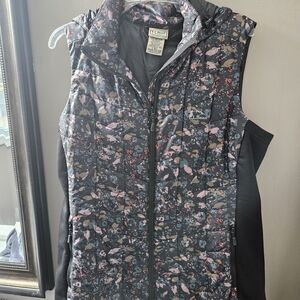 L.L. Bean Women's Floral Vest - Black and Pink